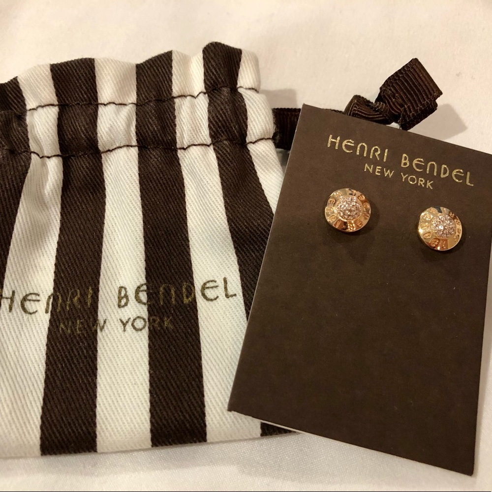 Henri Bender logo stud earrings in rose gold